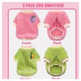 XXS Dog Sweaters for Small Dogs Girl, 2 Pack Warm Fleece Dog Sweater for Winter, Cute Puppy Clothes Small Doggie Coat for Girls - Retail: $10