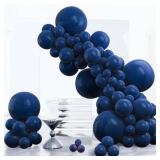 PartyWoo Navy Blue Balloons 140 pcs Different Sizes Pack of 18 12 10 5 Inch Pearl Dark Blue Balloon Arch Kit Garland for Graduation Wedding Baby Shower Birthday Party Decorations Blue-Z90 - Retail: $1