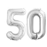GOER Number 50 Balloons for 50th Birthday Party Decorations,42 Inch Jumbo Foil Helium Balloons for 50th Anniversary (Silver) - Retail: $6