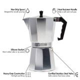Primula Classic Stovetop Espresso and Coffee Maker, Moka Pot for Italian and Cuban Café Brewing, Greca Coffee Maker, Cafeteras, 12 Espresso Cups, Silver - Retail: $34
