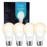 Aovpex Dusk to Dawn LED Outdoor Light Bulbs, 13W 1100LM(100W Equivalent), A19 Sensor LED Bulb, E26 3000K Soft White Day Night Bulbs, Auto ONOff, Sensor Lighting for Porch Garage Front Door, 4 Pack - R