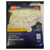 Avery Glossy Business Cards with Sure Feed Technology, 2\ x 3.5\in, Glossy White, 160 Total, Clean Edge, Print-to-the-Edge, Inkjet Printable Cards (8801) - Retail: $24in
