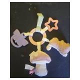 Itzy Ritzy Teething Activity Toy - Bitzy Busy Ring Features Braided Teething Ring and Dangling Toys; Includes Teether, Textured Ribbons, Crinkle Sound and Jingle Bell, Bunny RNG8497 - Retail: $15