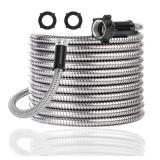 Yanwoo 304 Stainless Steel 20 Feet Garden Hose with Female to Male Connector, Water Hose, Metal Hose, Outdoor Hose (20ft) - Retail: $21