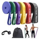 Fitense Resistance Bands Set - Pull Up Bands with 6 Resistance Levels 15-170 LBS for Men Women, Exercise Bands with Door Anchor, Training Poster and Pouch for Body Stretching, Pull Up Assist - Retail: