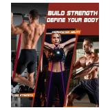 Fitense Resistance Bands Set - Pull Up Bands with 6 Resistance Levels 15-170 LBS for Men Women, Exercise Bands with Door Anchor, Training Poster and Pouch for Body Stretching, Pull Up Assist - Retail: