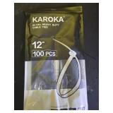 Zip Ties 12 inch (100 Pack), Black, 50 lb, UV Resistant Cable Ties for indoor and outdoor use, by Karoka - Retail: $5