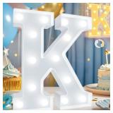 Pooqla LED Marquee Letter Lights, Warm White and Cool White Decorative Lighted Letters, Light Up Alphabet Letters for Boys Girls, Party, Wedding, Bar, Night Light, Birthday Decoration, Letter K - Reta