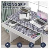 TEFOMIA Grip Shelf Liners, Non-Slip Drawer Protector Liner, Non Adhesive Shelves Mat Thickened Plastic Protection for Kitchen Cabinets Cupboards Dresser Pantry Bathroom Office, 11.8in x 10ft - Retail: