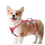 Huntboo Escape Proof Dog Harness, Escape Artist Harness, Reflective Harness with Padded Handle, Breathable, Durable, Adjustable Vest for Medium Dogs Walking, Training, and Running Gear (Red, S) - Reta