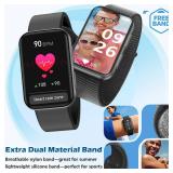 MorePro Health Fitness Tracker with Blood oxy-gen Monitor and 247 Heart Rate and Blood Pressure, Sleep Monitor, 120+ Sport Modes Waterproof Fitness Watch for Women Men Android iOS, Black - Retail: $40