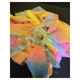 Rainbow Tulle Backdrop Curtain with Lights String 10x8ft Rainbow Sheer Backdrop Curtains for Girls Birthday Party Baby Shower Photo Shoot Background Decorations - Retail: $27