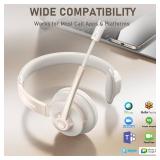 Wireless Headset, Bluetooth Headphones with Microphone Noise Canceling and USB Dongle, Singler-Ear Bluetooth Headset with Mic Mute for Cell Phone Computer Work Office Meetings Trucker Teams Skype Call