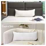 JOJOGOGO 14x36 Pillow Insert Long Lumbar Pillow Insert for Bed 1 Pack, 14 x 36 Decorative Body Pillow Synthetic Down Alternative Long Throw Pillow Inserts for Living Room Couch Bed Sofa - Retail: $20