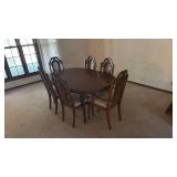Traditional Dining Set with Cane Back Chairs and Table Leaves - Retail: $850