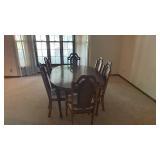 Traditional Dining Set with Cane Back Chairs and Table Leaves - Retail: $850