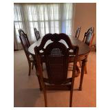 Traditional Dining Set with Cane Back Chairs and Table Leaves - Retail: $850