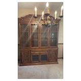 Traditional Walnut China Cabinet with Diamond Pattern Glass - Retail: $899