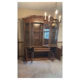 Traditional Walnut China Cabinet with Diamond Pattern Glass - Retail: $899