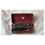 Classic Red Metal Socket Set with Case - Retail: $45
