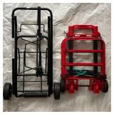 Set of 2 Folding Hand Trucks – Heavy-Duty Utility Dollies for Moving & Storage - Retail: $15