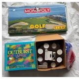Board Game Collection - Golf Monopoly, Outburst Jr, and Hoyle Poker Set - Retail: $45