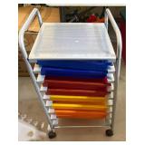 Rolling Metal Storage Cart with Colorful Trays - Retail: $45