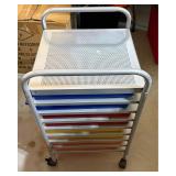 Rolling Metal Storage Cart with Colorful Trays - Retail: $45