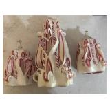 Hand-Carved Pink and White Decorative Candles - Retail: $35