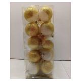 (UNUSED) Gold and White Glitter Christmas Ornament Set