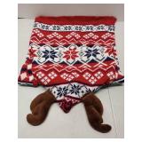 TUKOAW Christmas Dog Sweater, Winter Warm Antlers Hoodie Knitwear Pullover Dog Clothes for Cold Weather, Cute Ugly Holiday Dog Costume Outfits with Leash Hole for Small Medium Large Dogs, Puppy, Cats