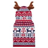 TUKOAW Christmas Dog Sweater, Winter Warm Antlers Hoodie Knitwear Pullover Dog Clothes for Cold Weather, Cute Ugly Holiday Dog Costume Outfits with Leash Hole for Small Medium Large Dogs, Puppy, Cats