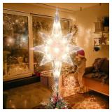 (UNUSED) LAMPHOME Christmas Tree Topper,Bethlehem Star Tree Topper(12 Inch 10 Lights Clear Colour) - Retail: $23