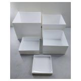 (UNUSED) LUOBAO White Acrylic Food Risers, 5-Sided Acrylic Buffet Risers with Hollow Bottoms, for Brunch, Weddings, Parties (Square - 1 Set - 5 Steps - White)