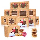 (UNUSED) DeckTheHalls 12PCS Cookie Boxes with Window, New Year Holiday Cookie Boxes for Gift Giving, Bakery, Pastry, Dessert, Mini Cake, Cupcakes, Brownies, Donuts,Pie Treat Boxes, Auto-Popup Containe