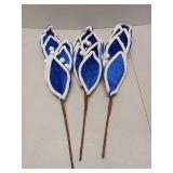 (UNUSED) Handmade Blue Felt Feather Stems