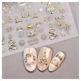 FACTORY SEALED - Rchovsam Nail Art Stickers Decals 5D Embossed Golden Christmas Nail Stickers Xmas Tree Elk Christmas Nail Decals Gift for Women-1pcs