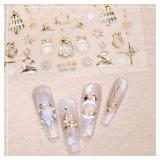 FACTORY SEALED - Rchovsam Nail Art Stickers Decals 5D Embossed Golden Christmas Nail Stickers Xmas Tree Elk Christmas Nail Decals Gift for Women-1pcs