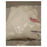 FACTORY SEALED - Lephissa 2025 Premium Embroidered Long Sleeve Casual Hoodies Sweatshirt Cotton Campus Varsity Pullover Girls Graphic Letter Streetwear Top - White S