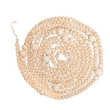 (UNUSED) 12 Feet Wood Bead Garland for Vintage Christmas Tree - Round Craft Bead Garland for Holiday Decoration Supplies (Wood Color)