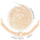 (UNUSED) 12 Feet Wood Bead Garland for Vintage Christmas Tree - Round Craft Bead Garland for Holiday Decoration Supplies (Wood Color)