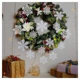 (UNUSED) 36pcs Snowflakes Christmas Tree Decorations - Silver Snowflake Ornaments Glitter Plastic Snow Flakes Ornaments for Winter Wonderland Christmas Tree, 4 inch