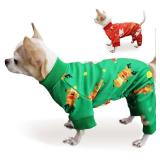 FYAWME Christmas Dog Pajamas for Small Medium Dogs Girl Boy, Dog Onesie Cold Weather Outfit, Snowflake Reindeer Pattern, Pet Cat Holiday Pajamas Fleece Inside. Large Red.