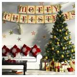 (UNUSED) Merry Christmas Banner Retro Christmas Garland Letter Bunting Office Christmas Decorations for Home and Christmas Party Supplies