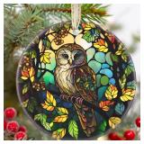 (UNUSED) Ceramic Owl Hanging Ornament - Christmas Tree Decor - Gifts for Owl Lovers