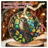 (UNUSED) Ceramic Owl Hanging Ornament - Christmas Tree Decor - Gifts for Owl Lovers