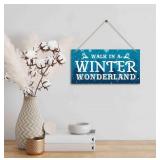 FACTORY SEALED - Christmas Door Sign Decor, Walk in a Winter Wonderland, Winter Seasonal Christmas Wall Art Hanging Wooden Sign Merry Xmas Holiday Decorations for Home Outside Indoor
