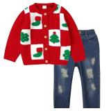 FACTORY SEALED - Mikrdoo Baby Girl Clothes 12-18 Month Fall Winter Outfits for Toddler Infant Sweater Knit Pullover Denim Jeans ChristmasSweatshirt Red - Retail: $20