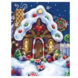 FACTORY SEALED - Huacan Diamond Painting Kits AB Christmas Diamond Art Kit 5D Full Square Drill Winter Snow House Candy Pattern Diamond Ornaments Home Decor Handicraft Gift 11.81 * 15.74in