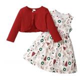 FACTORY SEALED - Little Girl Christmas Dress Cardigan 2 Piece Snowman Sleeveless Dress and Cardigan Set 2-9T